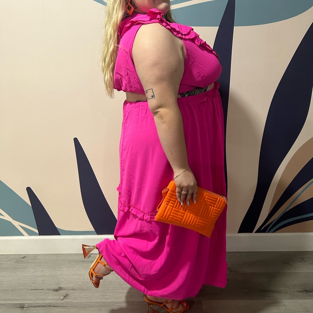 Pink Ruffled Maxi Dress - Picture 3 of 4